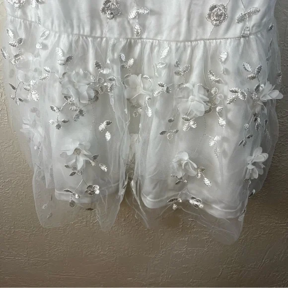 Lulu's Effortlessly Sweet White Tulle 3D Floral Tie-Strap Midi Dress - Picture 8 of 14